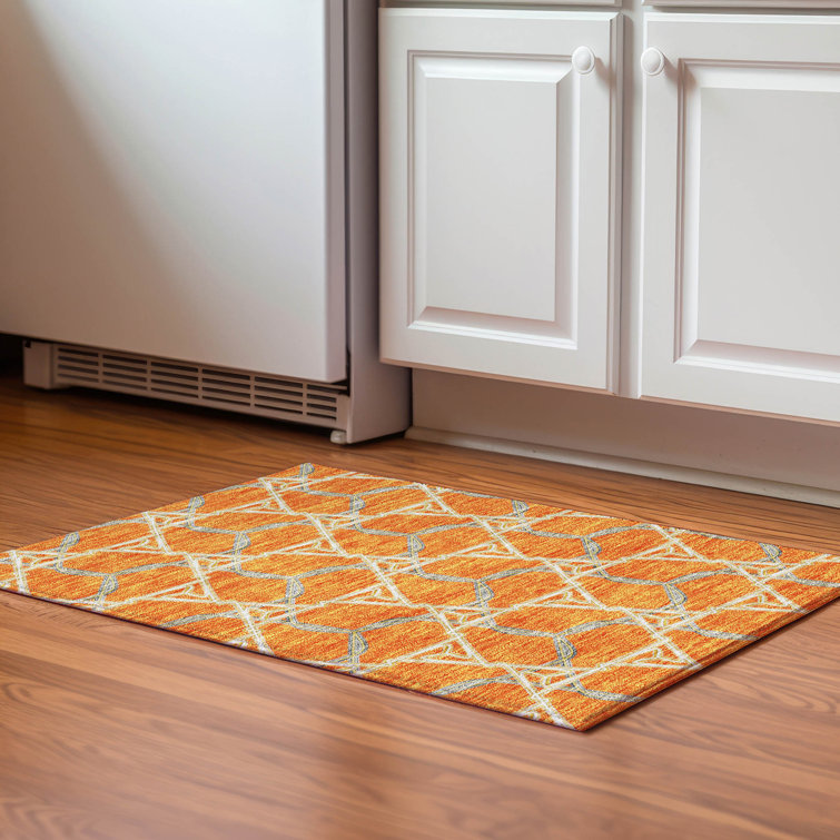 Premium Machine Washable Prisco Orange Rug