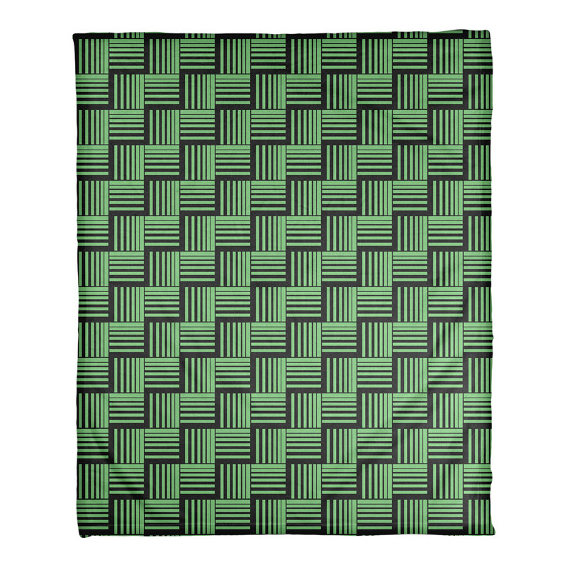 Couverture polaire à rayures classic basketweave, l 50 po x L 60 po, Vert foncé