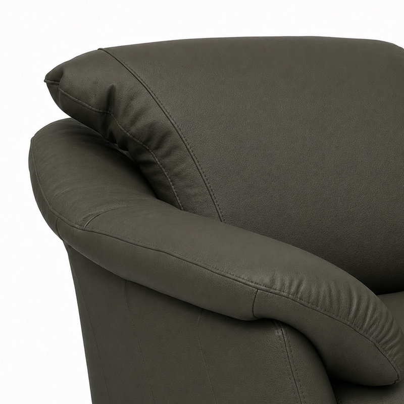 Causeuse en cuir Ramdev, Cuir véritable gris anthracite, H 34 po x l 58 po x P 36 po