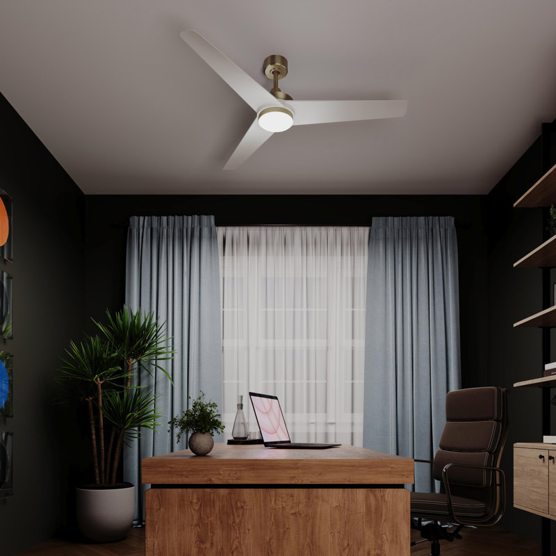 Velto 60" 3-Blade Indoor Champagne Bronze Smart Ceiling Fan with LED and Wall Control Powered by Bond Home App