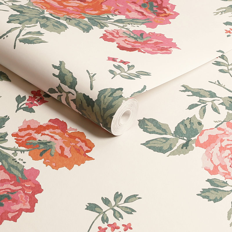 Cath Kidston Archive Rose Floral Wallpaper, Pink