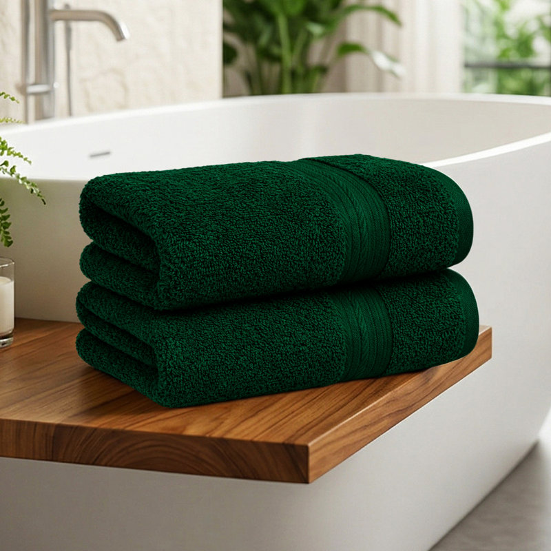Hand Towels 100% Cotton 600 GSM Absorbent Quick Drying, Green
