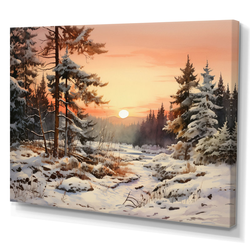 Winter Winter Tree Horizon sur toile, Toile tendue, H 30 po x l 40 po x P 1,5 po