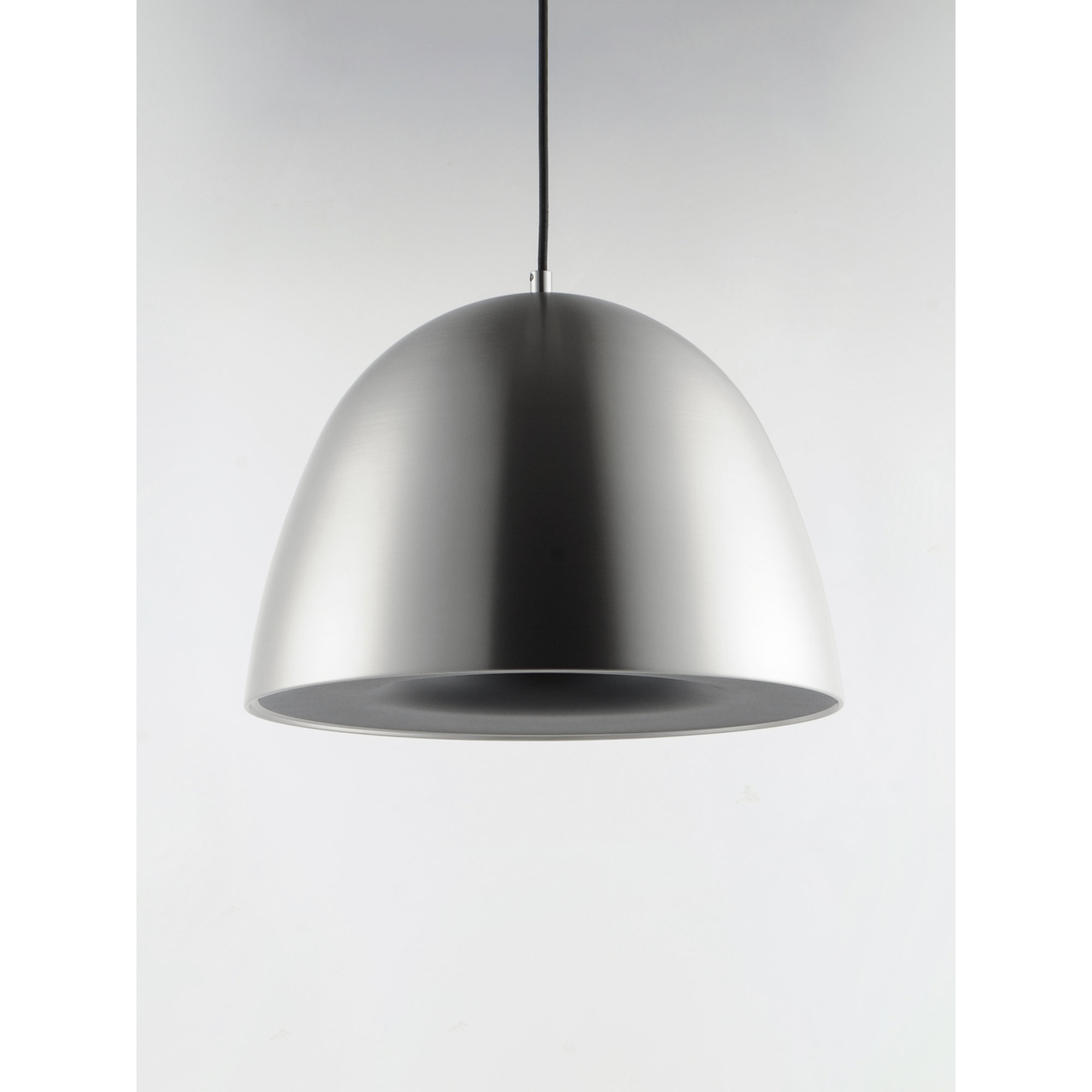 Natosha Single Light Metal Dimmable LED Pendant, Satin Nickel/Black, 16.5" H x 23.5" W x 23.5" D