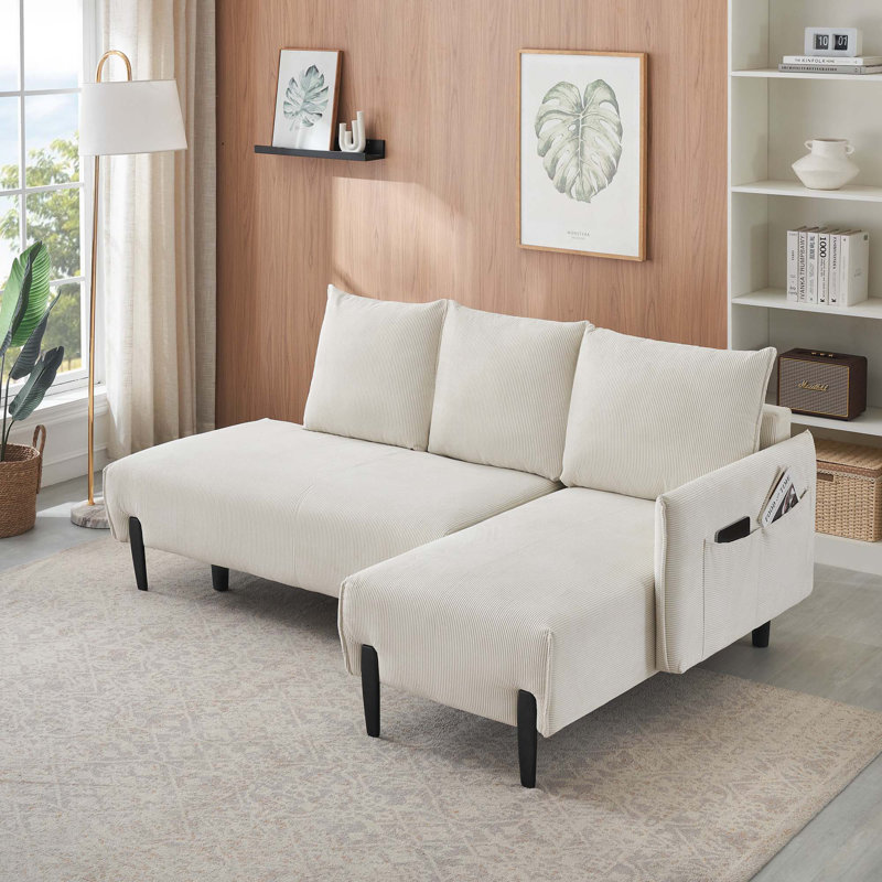 Canapé en velours côtelé de 79,50 pouces de long, avec trois coussins assortis et des sièges spacieux et confortables, pour le salon de bureau.