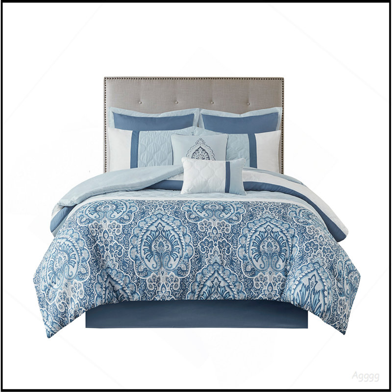 King 8 Piece  Comforter Set, King Comforter + 7 Additional Pieces, Blue