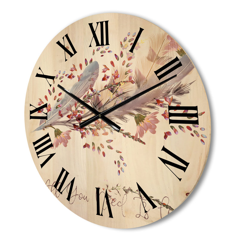 Horloge murale en bois Feathers and Bird All You Need Is Love, Moyenne