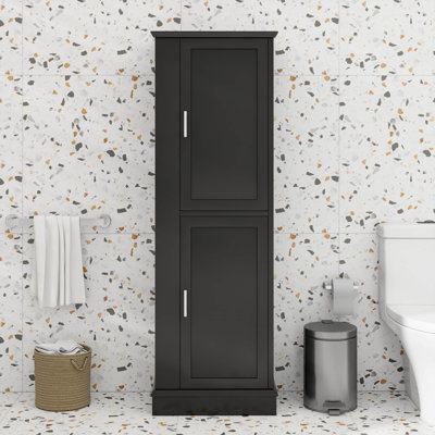 Maximize Bathroom Storage With Freestanding Cabinet, Adjustable Shelves And Hooks
