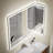 Tri-Fold Wall Mirror with Backlit, Front-lighted, Removable 10x Magnifying Mirror, Dimmer, Defogger-111660105
