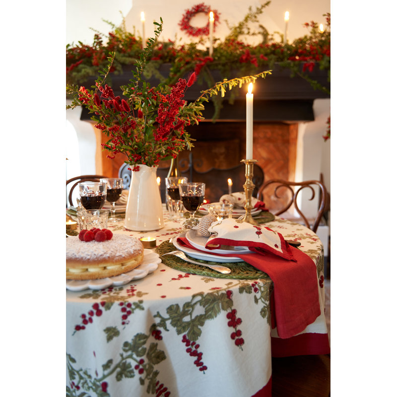 Gooseberry Handmade Floral Tablecloth, 90" Square