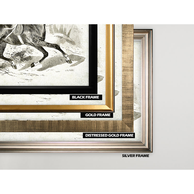 « équin sketch viii », reproduction, H 29 po x l 41 po x P 2 po, Encadrement doré antique, Pas de tapis