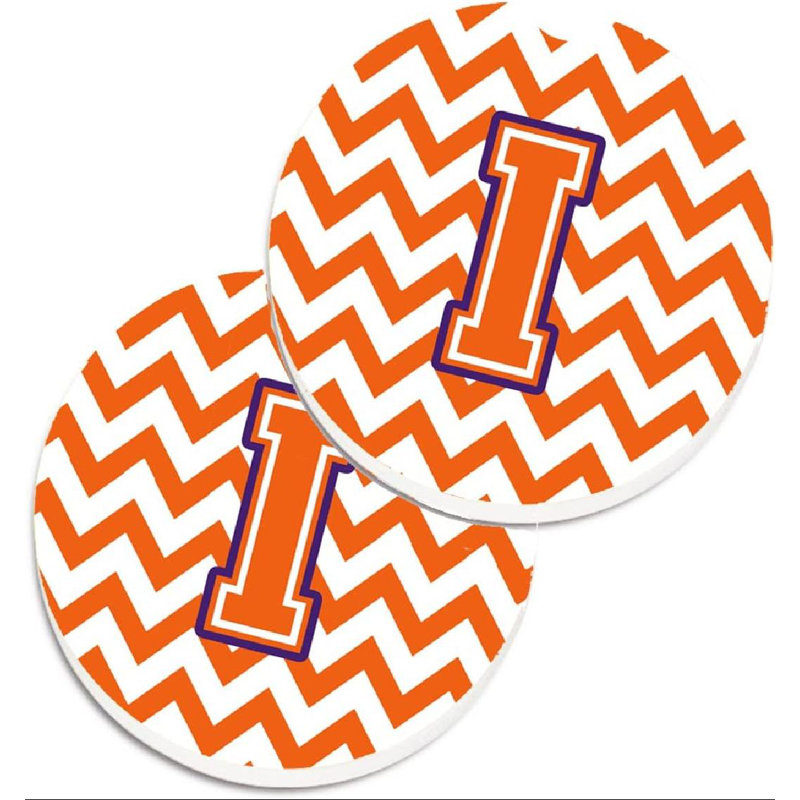 Multicolore lettre I à motif de chevrons orange et blanc, Blanc / orange / noir