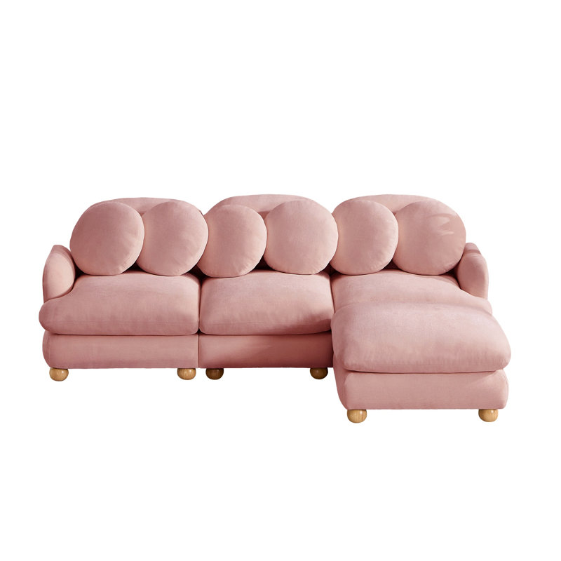 Upholstered 95.3'' Sofa, Pink Chenille