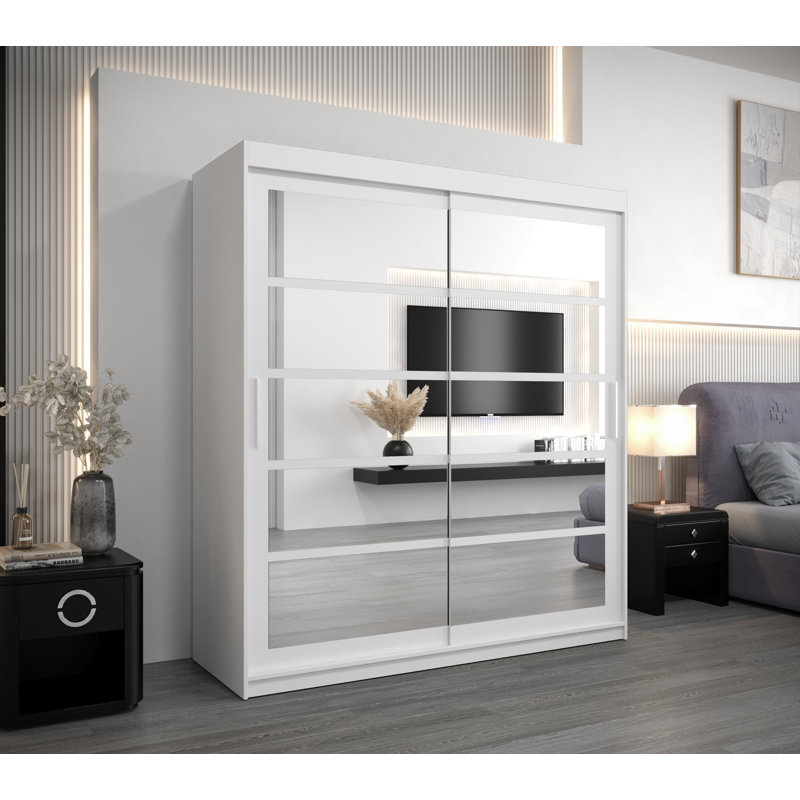 Arleni 2 Door Manufactured Wood Wardrobe, Matte White