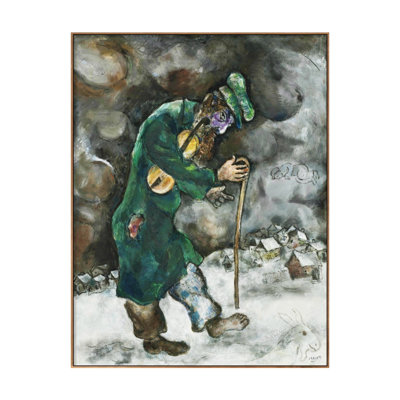 «Vagrant» par Marc Chagall, reproduction d'art sur toile encadrée pour décor de bureau à domicile (cadre de couleur bois mince, 12 po x 16 po)