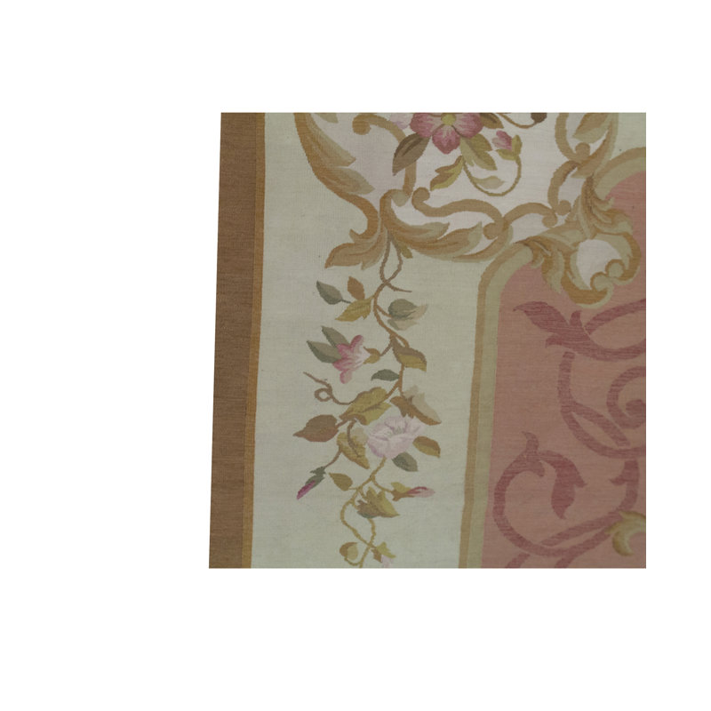 Hand-Knotted High-Quality Rose and Beige Area Rug