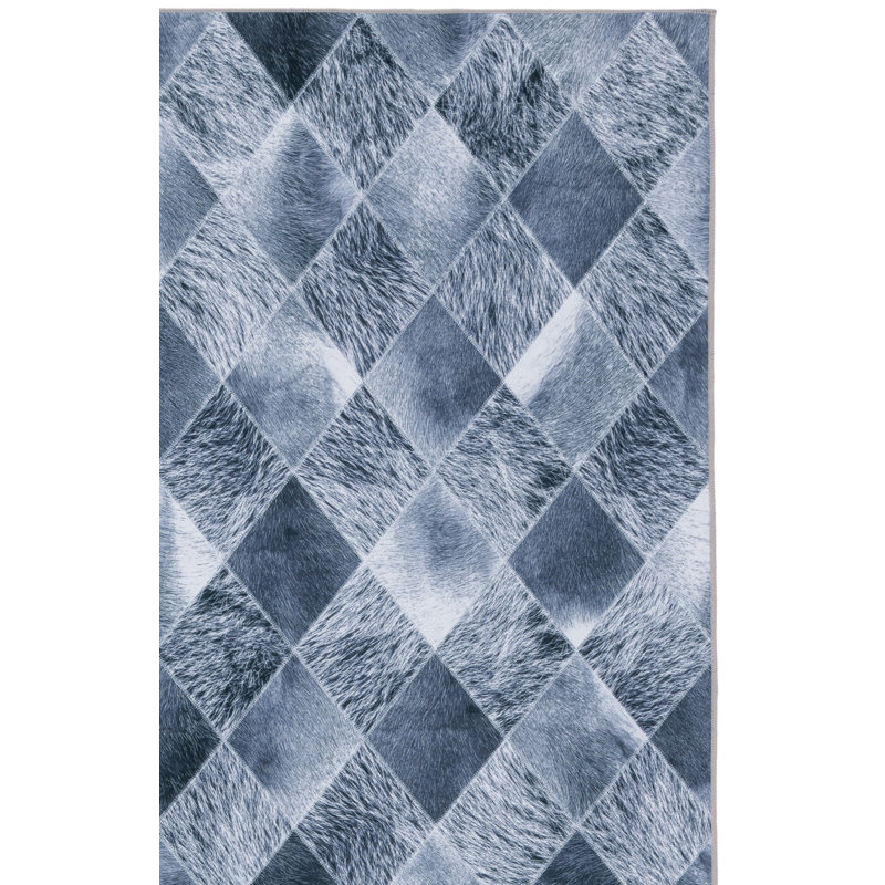 Tapis gris / gris foncé en polyester tissé à la machine, Rectangle 9 pi x 12 pi