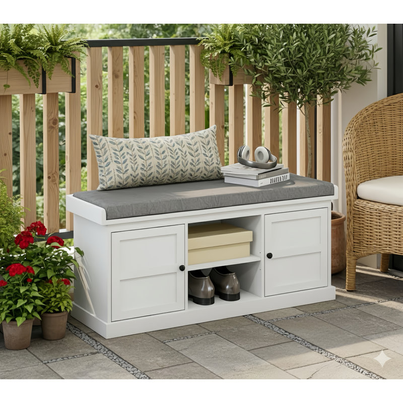 Banc d'entrée, banc de rangement pour chaussures avec siège rembourré