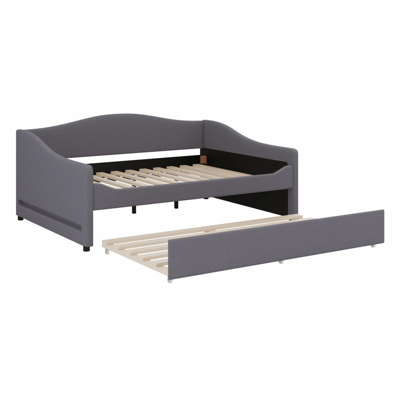 Upholstered Daybed With Light And Trundle, Gray