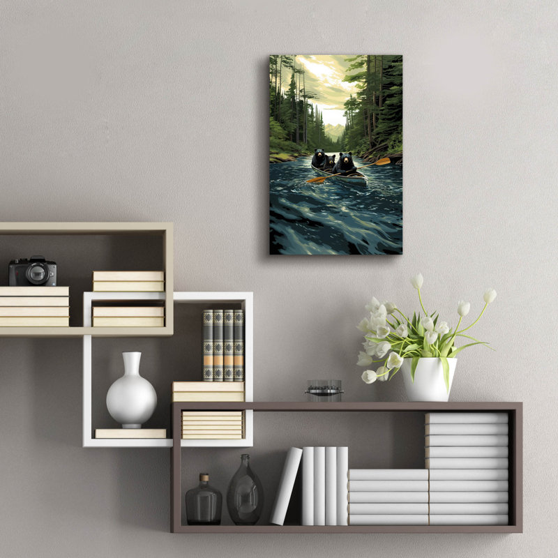  «Black Bear Canoe» par Jim Baldwin, art mural en verre acrylique, 16 po x 24 po, H 24 po x l 16 po