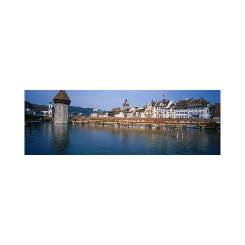 Kapellbrucke & Wasserturm, Lucerne, Switzerland - Wrapped Canvas Panoramic Print, 30.48 cm H x 91.44 cm W x 1.91 cm D