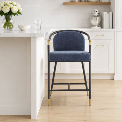 Upholstered Counter Stool with Iron Frame