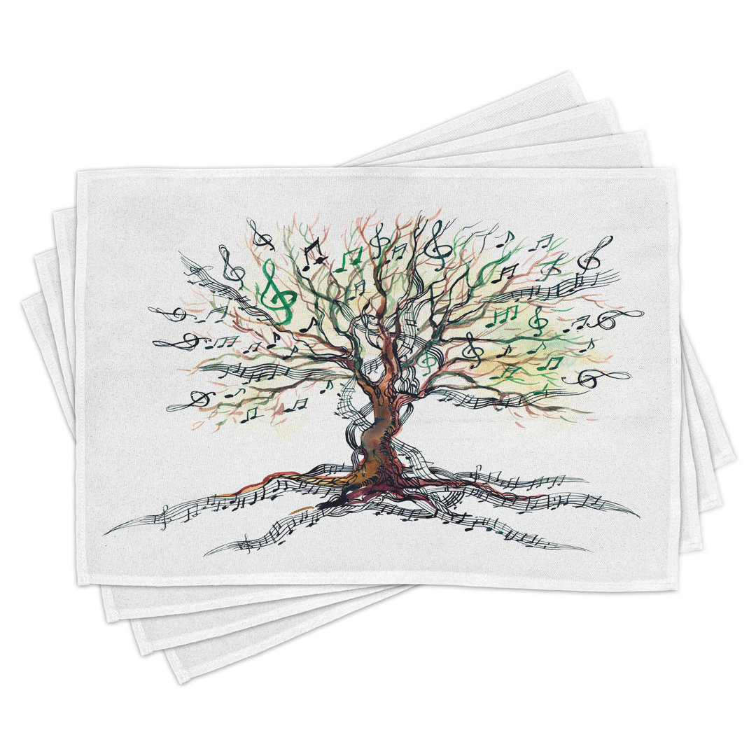 Platzdeckchen 4er Set, Herbst Natur Baum Wirbel, Multicolor