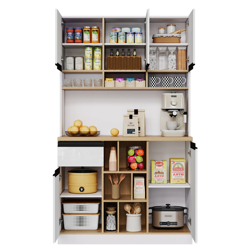 Kitchen Cabinet With 5 Doors And 1 Drawer, White