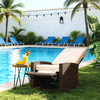 Fauteuil inclinable pivotant confortable en osier