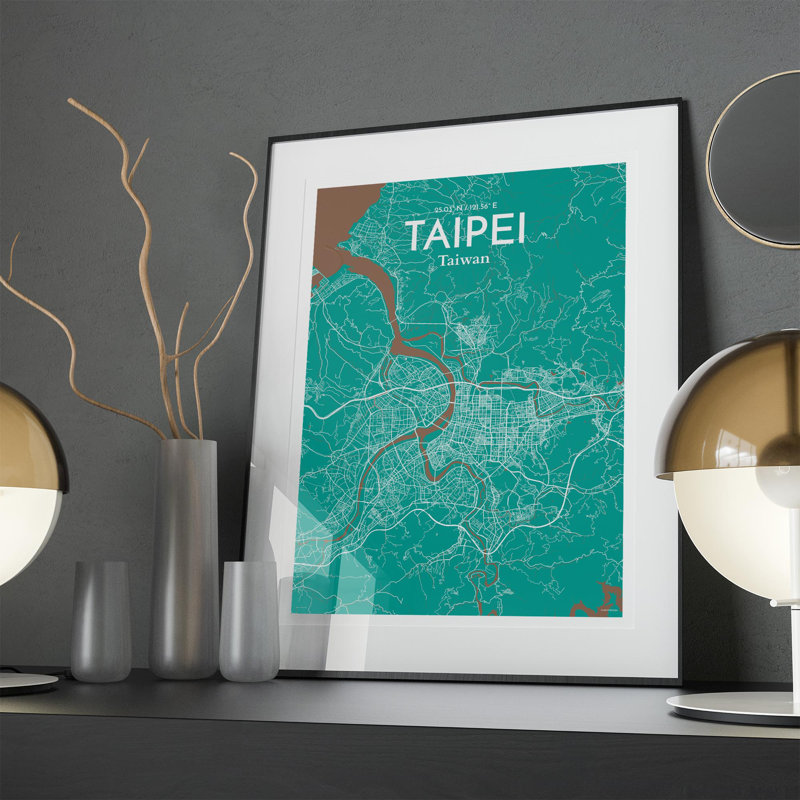 Taipei City Map In Nature - No Frame Print, 27.6cm H x 19.7cm W x 0.05cm D