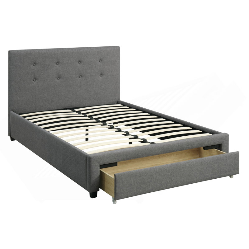 Lit pour chambre à coucher capitonné gris 1pc, Gris