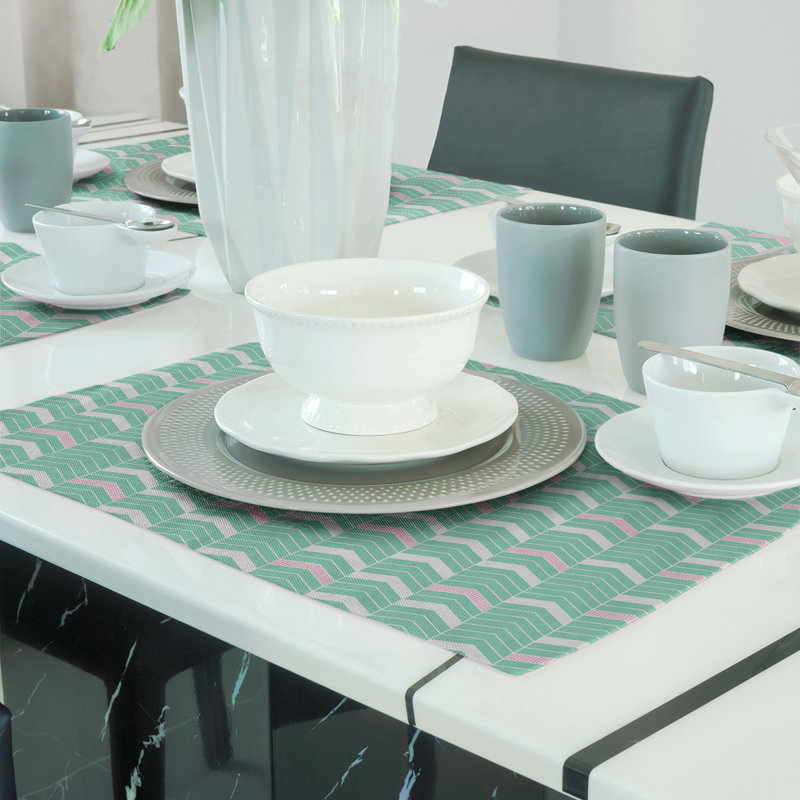 Récapitulatif à chevrons 18" lineed Stephenie, Vert et rose, Polyester