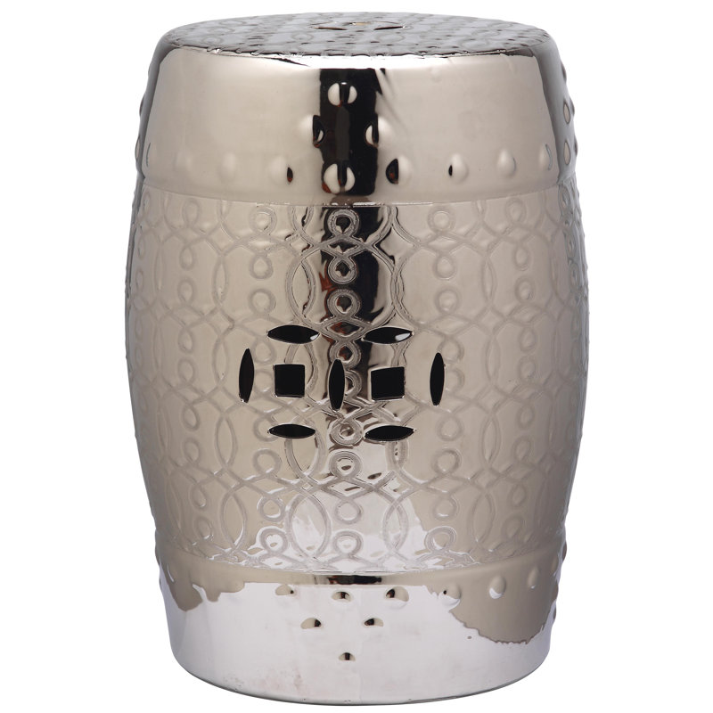 Patrick Ceramic Accent Stool, Silver