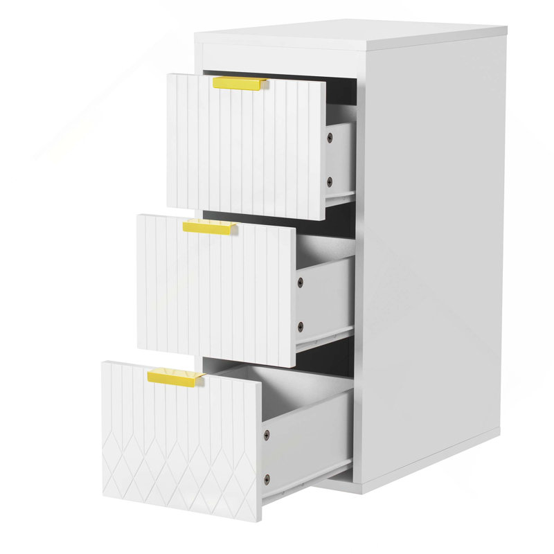 Armoire murale flottante de 12 pouces avec 3 tiroirs pour la salle de bain et le salon (meuble-lavabo non inclus), White