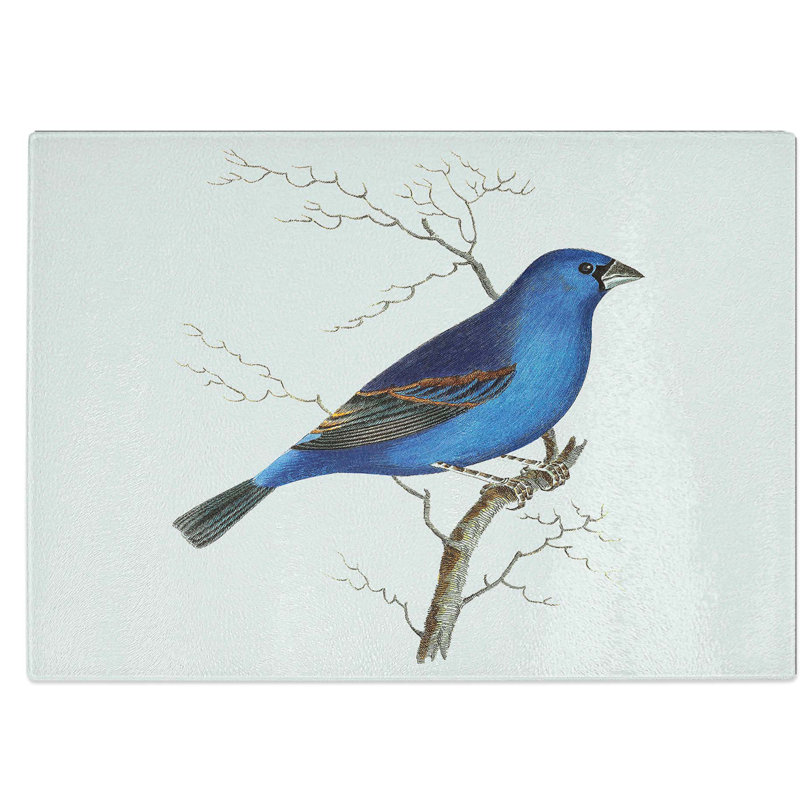 Tempered Glass Grosbeak Bird Chopping Board, 28.5 cm W x 20 cm L
