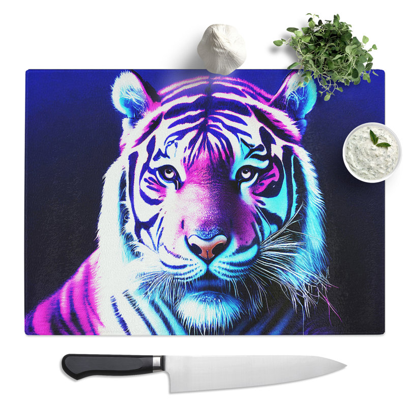 Neon Tiger  Glass Chopping Board