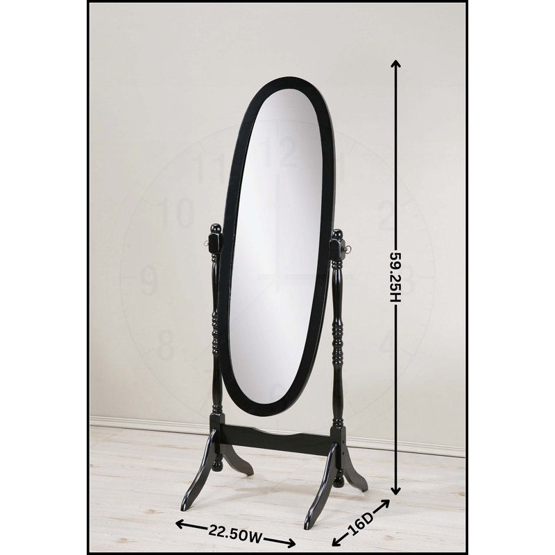 Traditional Queen Anna Style Wood Floor Cheval Mirror, Antique Reproduction for Bedroom Decor, White