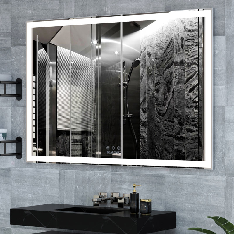 60X40 Inch Oversized LED Bathroom Mirror Wall Mounted Mirror With 3 Color Modes  Aluminum Frame Large Wall Mirror For Bathroom