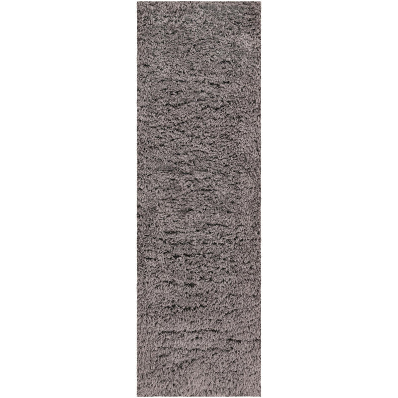 Tapis à poils longs en polyester tissé à la machine de couleur unie Almendarez, Tapis de couloir 2 pi x 6 pi 7 po