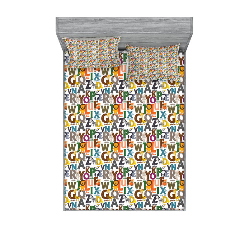 Multicolore drap-housse et coussin décoratif Ambesonne, Ensemble de draps pour très grand lit californien