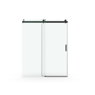 56" - 60" (W) X 76" (H) Frameless Soft-Closing Shower Door, 1/4" (6Mm) Tempered Glass Single Sliding With Explosion-Proof Coating, Matte Black GF-24D01-60MBX