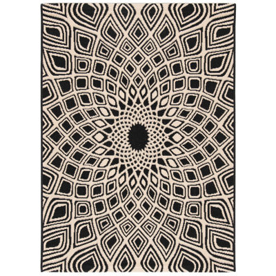Tapis intérieur / extérieur noir / beige Arneshia