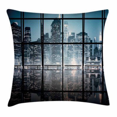 City New York at Night Scenery Square Pillow Cover