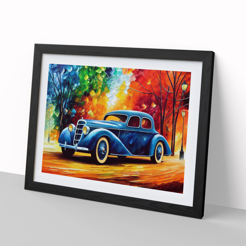 XH1022-6584X Painted Classic Car Vol.3 Abstract - Single Picture Frame Print, 46cm H x 64cm W, Black