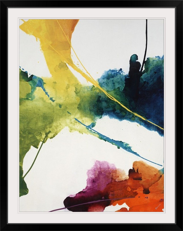 «Celestial V», reproduction de peinture à l'aquarelle, Impression encadrée, H 44 po x l 35 po x P 1 po, Blanc