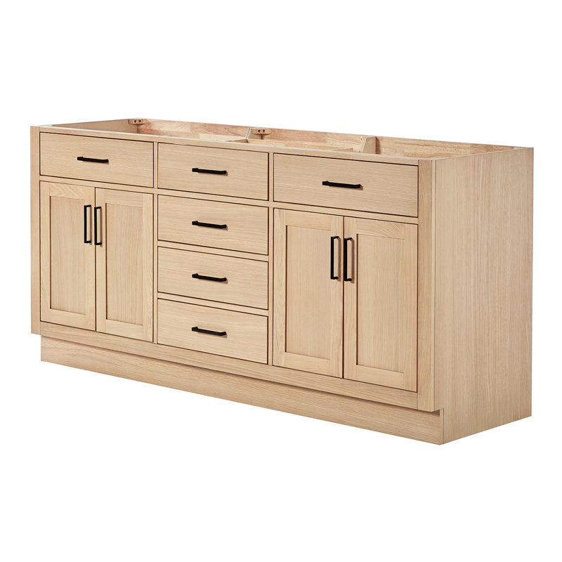 Ariel Hepburn 72 In. Double Sink Base Cabinet, Natural Oak