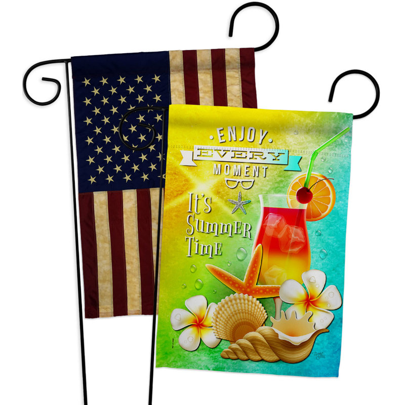 Drapeau de jardin en polyester à deux côtés Shells Drinks 19 H x 13 l