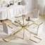 Ensemble de table de salle à manger 5 pièces, table ronde en verre trempé de 47 pouces et 4 chaises de salle à manger rembourrées.-1397662864-1397662870