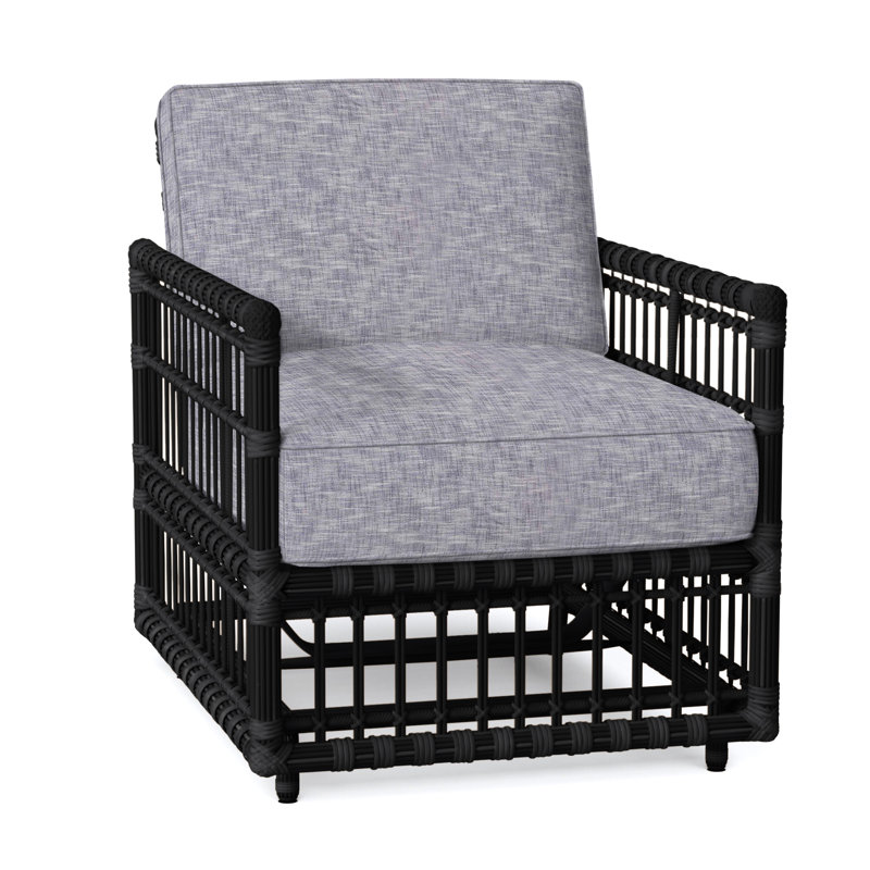 Newport Woven Spring Lounge - Onyx, Dove Sunbrella® Linen, Welt, Onyx