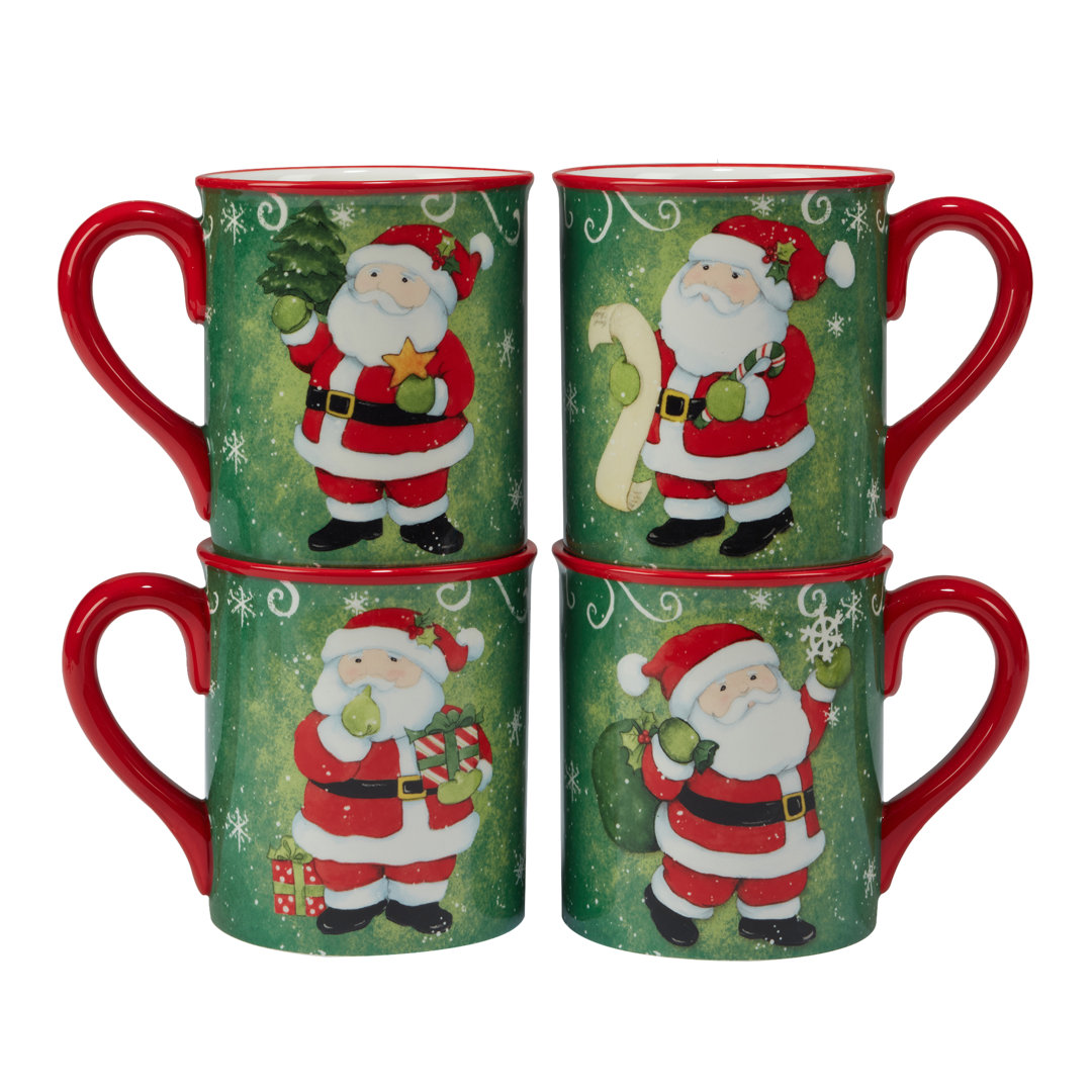 Certified International Holiday Magic Santa Set Of 4 Mug Certified International